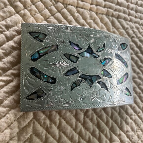 Sterling Silver & Abalone belt buckle - Picture 4 of 8
